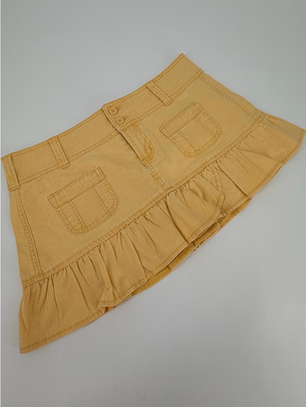 Vintage Y2K Micro Mini Low Rise Butter Yellow Skirt LEI 7